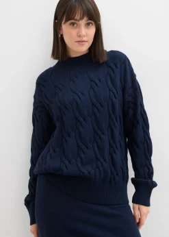 bonprix bonprix Jersey holgado de mezcla de viscosa suave Azul marino Clearance