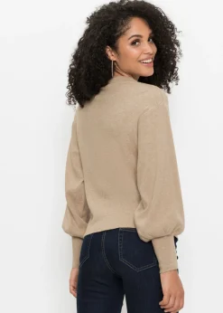 bonprix BODYFLIRT Jersey holgado de mezcla de viscosa Beige jaspeado Clearance