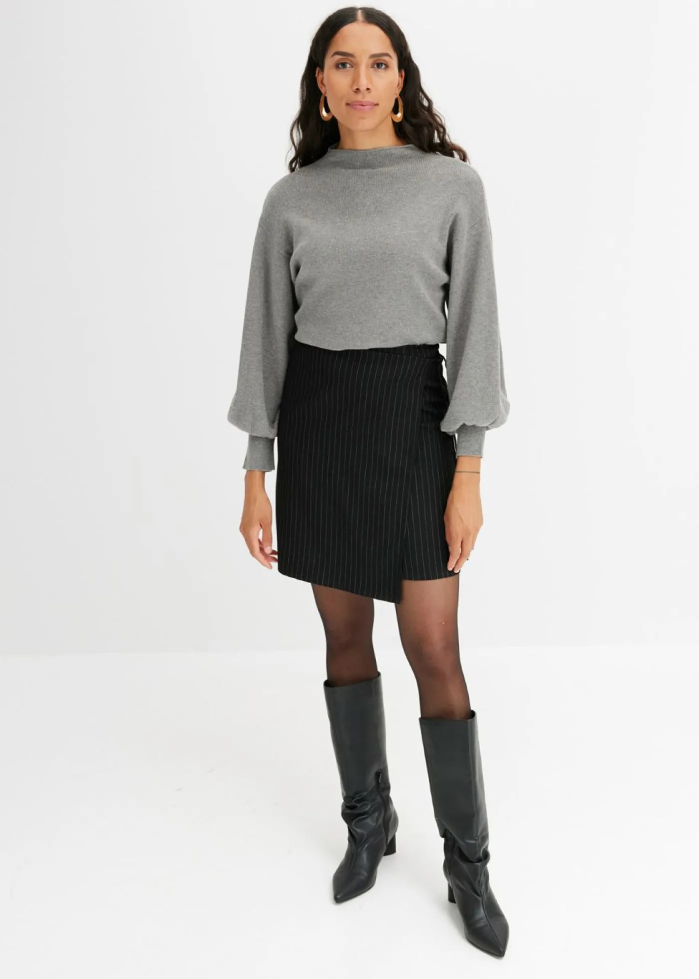 bonprix BODYFLIRT Jersey holgado de mezcla de viscosa Gris jaspeado Clearance