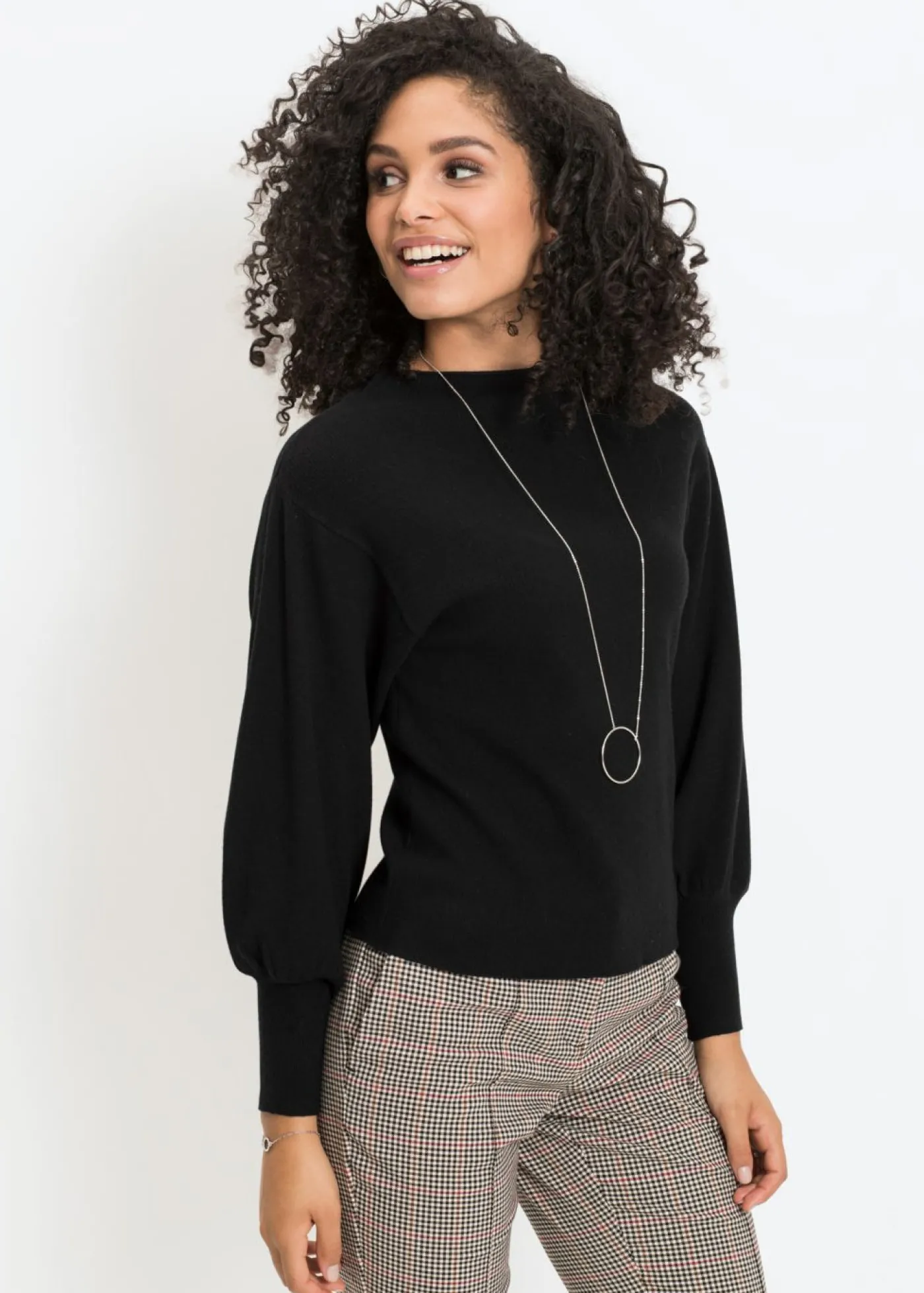 bonprix BODYFLIRT Jersey holgado de mezcla de viscosa Negro