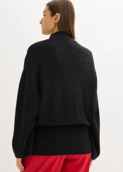 bonprix bonprix Jersey holgado de mezcla de viscosa suave Negro Clearance
