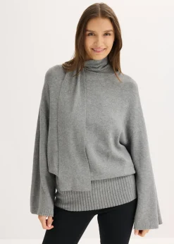 bonprix bonprix Jersey holgado de mezcla de viscosa suave Gris jaspeado Sale