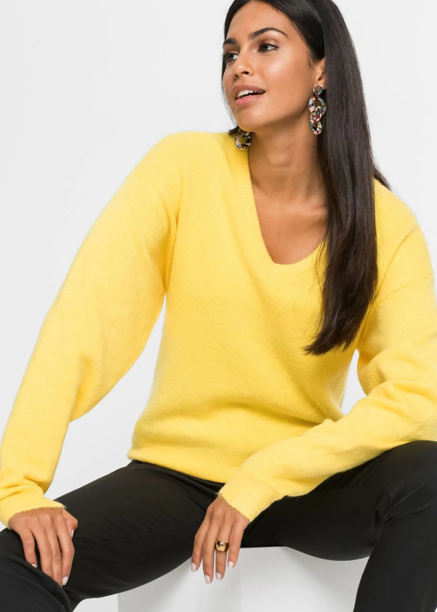 bonprix bonprix Jersey holgado de punto Amarillo maíz Clearance
