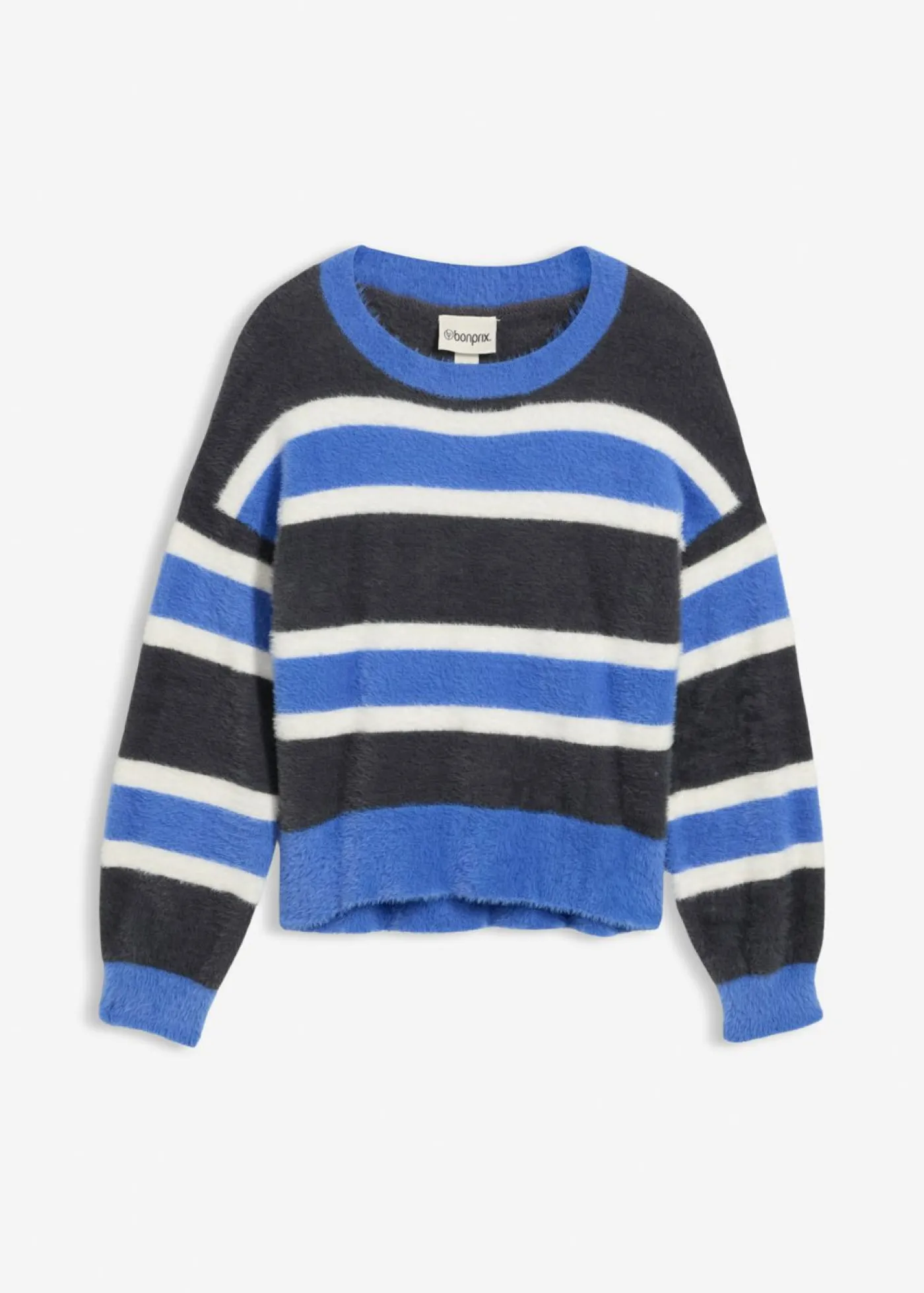 bonprix bonprix Jersey holgado de punto antracita-azul cielo-blanco lana con rayas Best