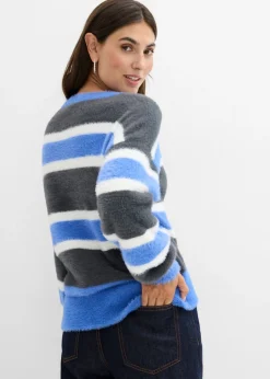 bonprix bonprix Jersey holgado de punto antracita-azul cielo-blanco lana con rayas Best