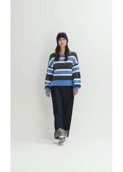 bonprix bonprix Jersey holgado de punto antracita-azul cielo-blanco lana con rayas Best