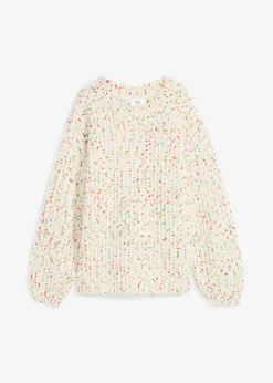 bonprix bonprix Jersey holgado de punto grueso Blanco lana de lunares