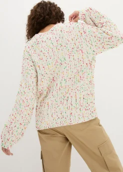 bonprix bonprix Jersey holgado de punto grueso Blanco lana de lunares