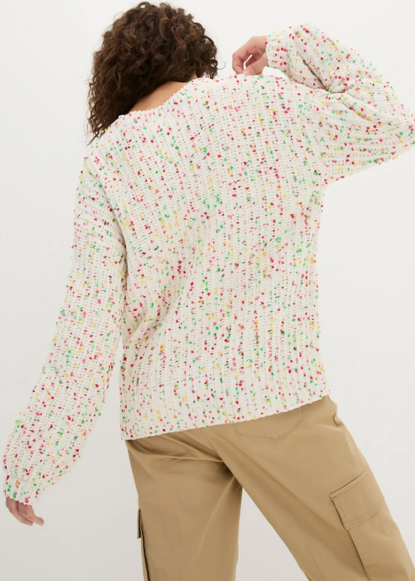 bonprix bonprix Jersey holgado de punto grueso Blanco lana de lunares