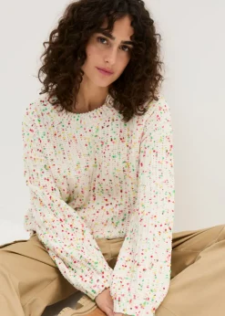 bonprix bonprix Jersey holgado de punto grueso Blanco lana de lunares