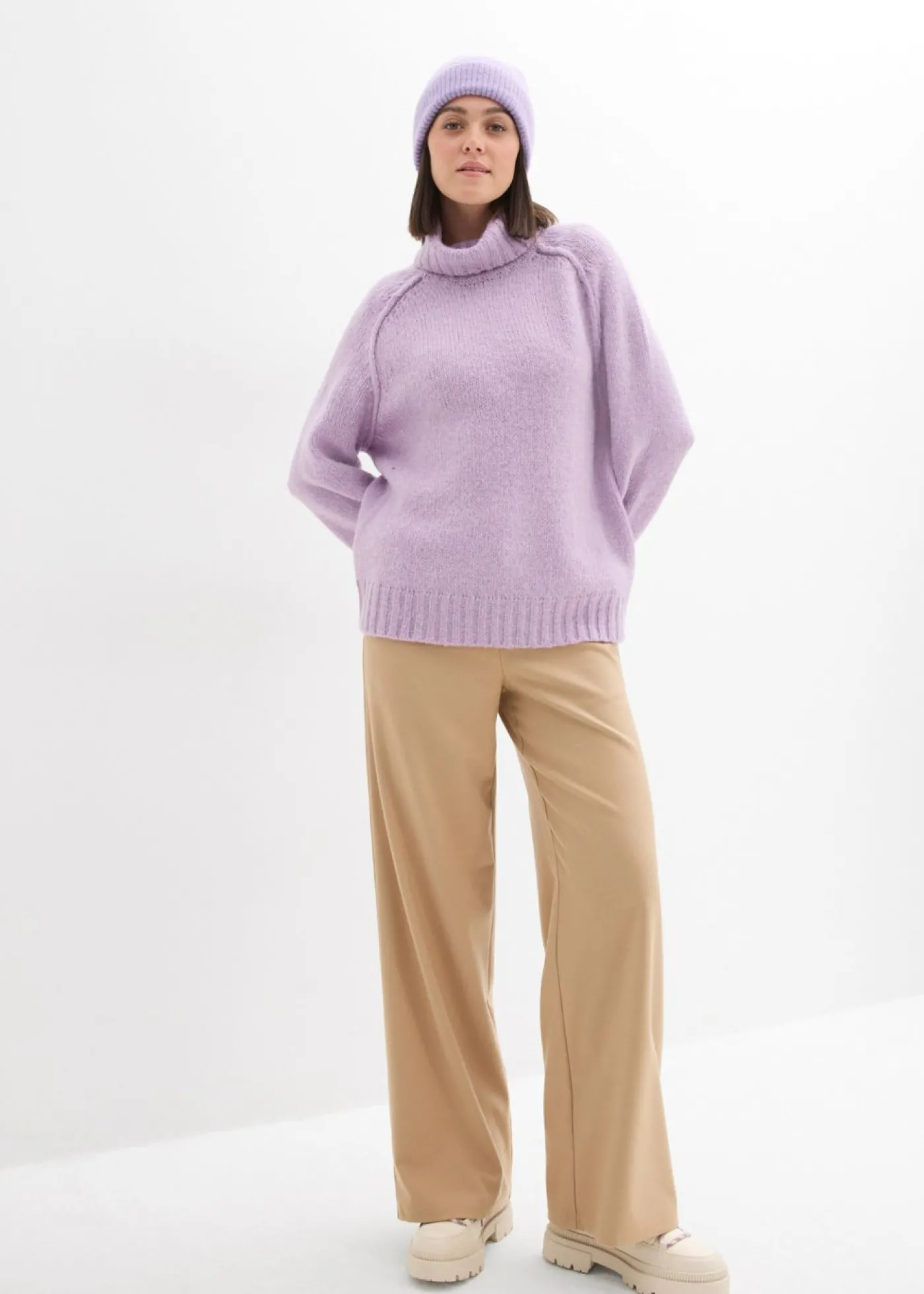 bonprix bonprix Jersey holgado de punto grueso lila pastel Clearance