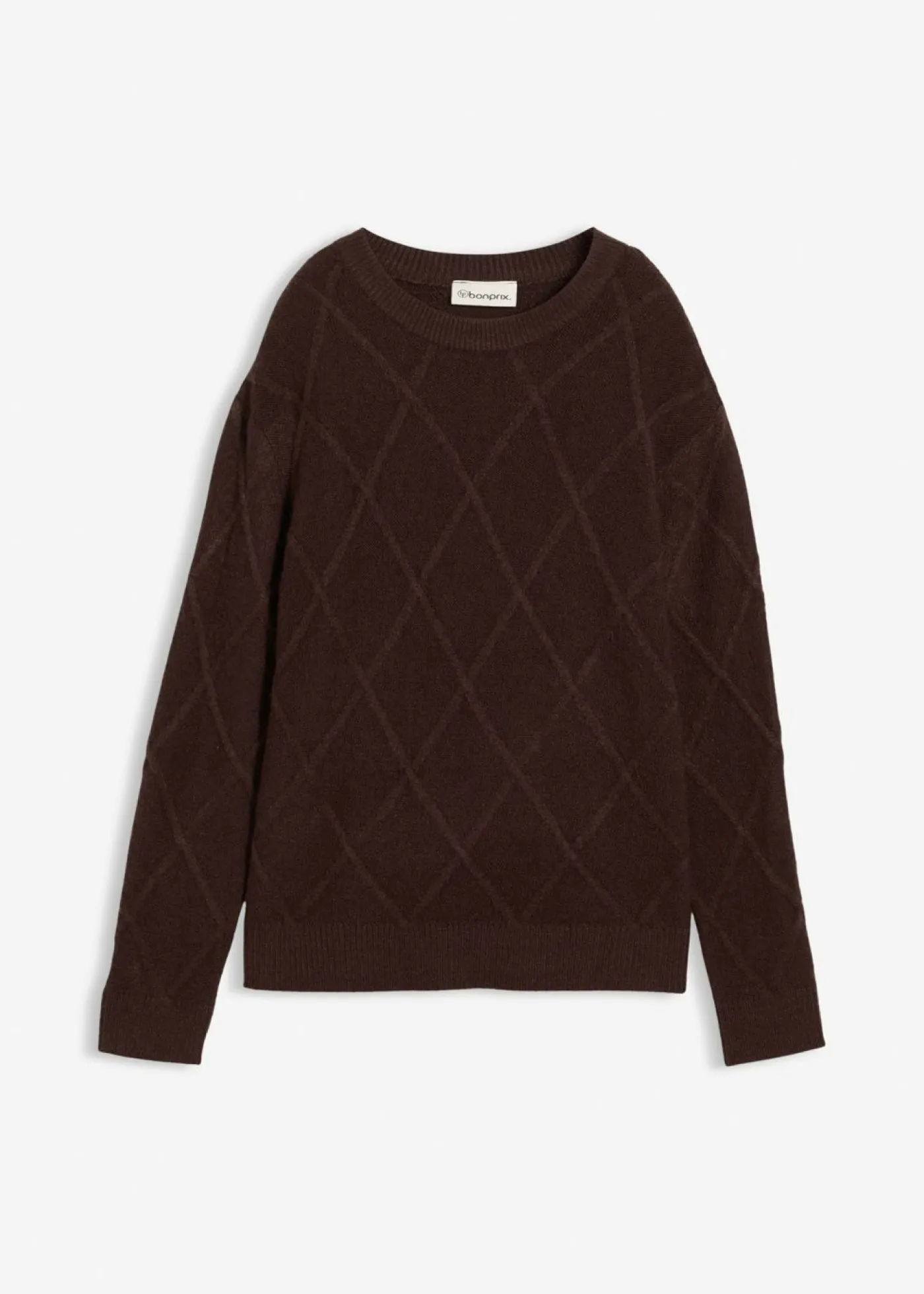 bonprix bonprix Jersey holgado de punto trenzado Marrón oscuro New