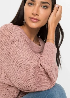 bonprix bonprix Jersey holgado de punto troquelado Rosa vintage