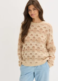 bonprix bonprix Jersey holgado suave con lana y alpaca beige moteado Best