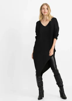 bonprix bonprix Jersey largo Negro jaspeado Outlet