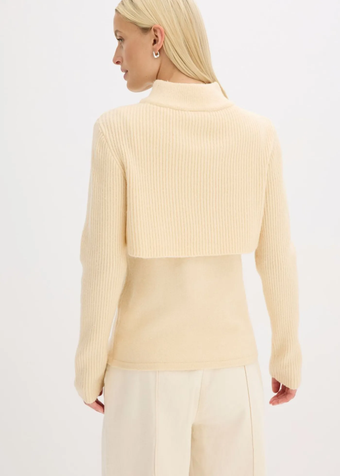bonprix bonprix Jersey largo gris guijarro-blanco lana Best
