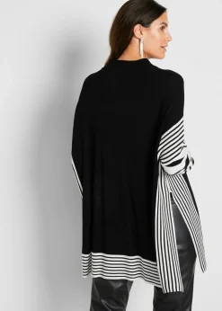 bonprix bonprix Jersey largo Negro-blanco lana de rayas Outlet