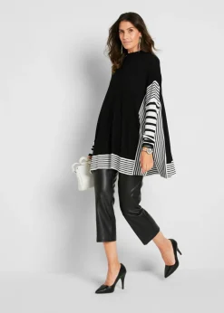 bonprix bonprix Jersey largo Negro-blanco lana de rayas Outlet