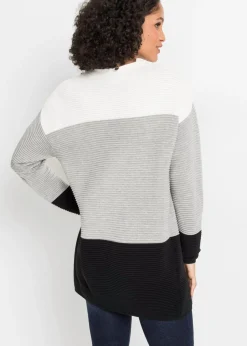 bonprix bonprix Jersey largo a rayas blanco lana/gris/negro Hot
