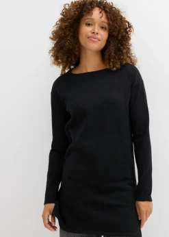 bonprix bonprix Jersey largo con algodón reciclado Negro Outlet