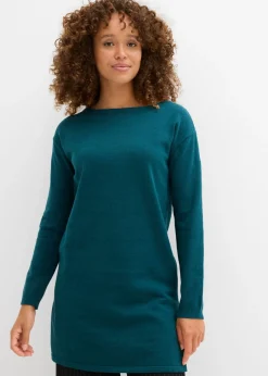 bonprix bonprix Jersey largo con algodón reciclado Verde Discount
