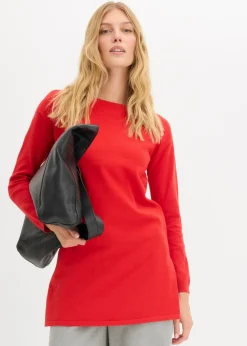 bonprix bonprix Jersey largo con algodón reciclado Rojo New