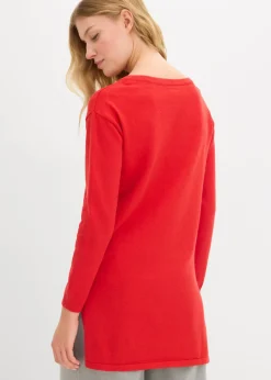 bonprix bonprix Jersey largo con algodón reciclado Rojo New