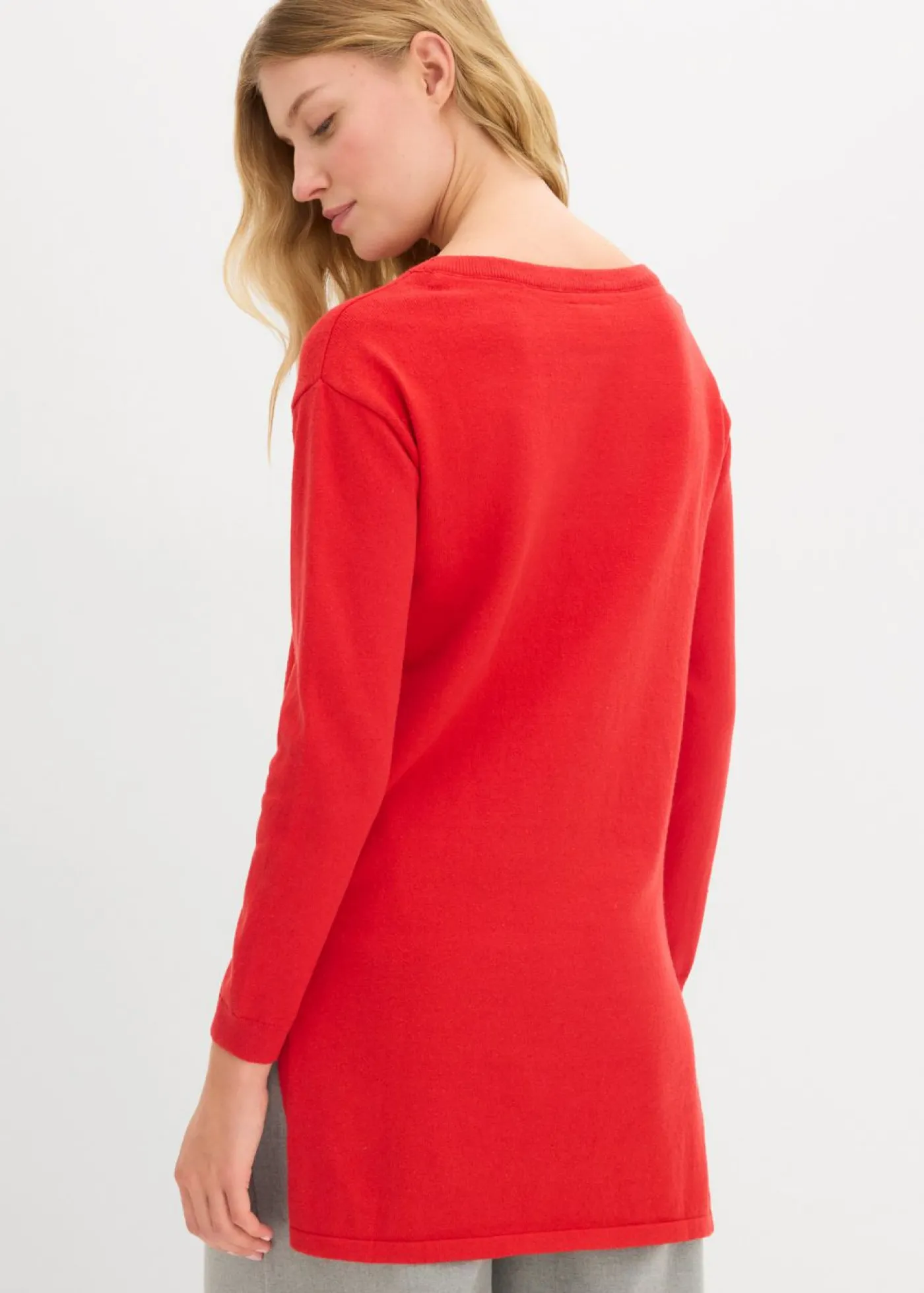 bonprix bonprix Jersey largo con algodón reciclado Rojo New