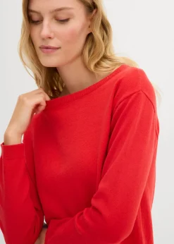 bonprix bonprix Jersey largo con algodón reciclado Rojo New