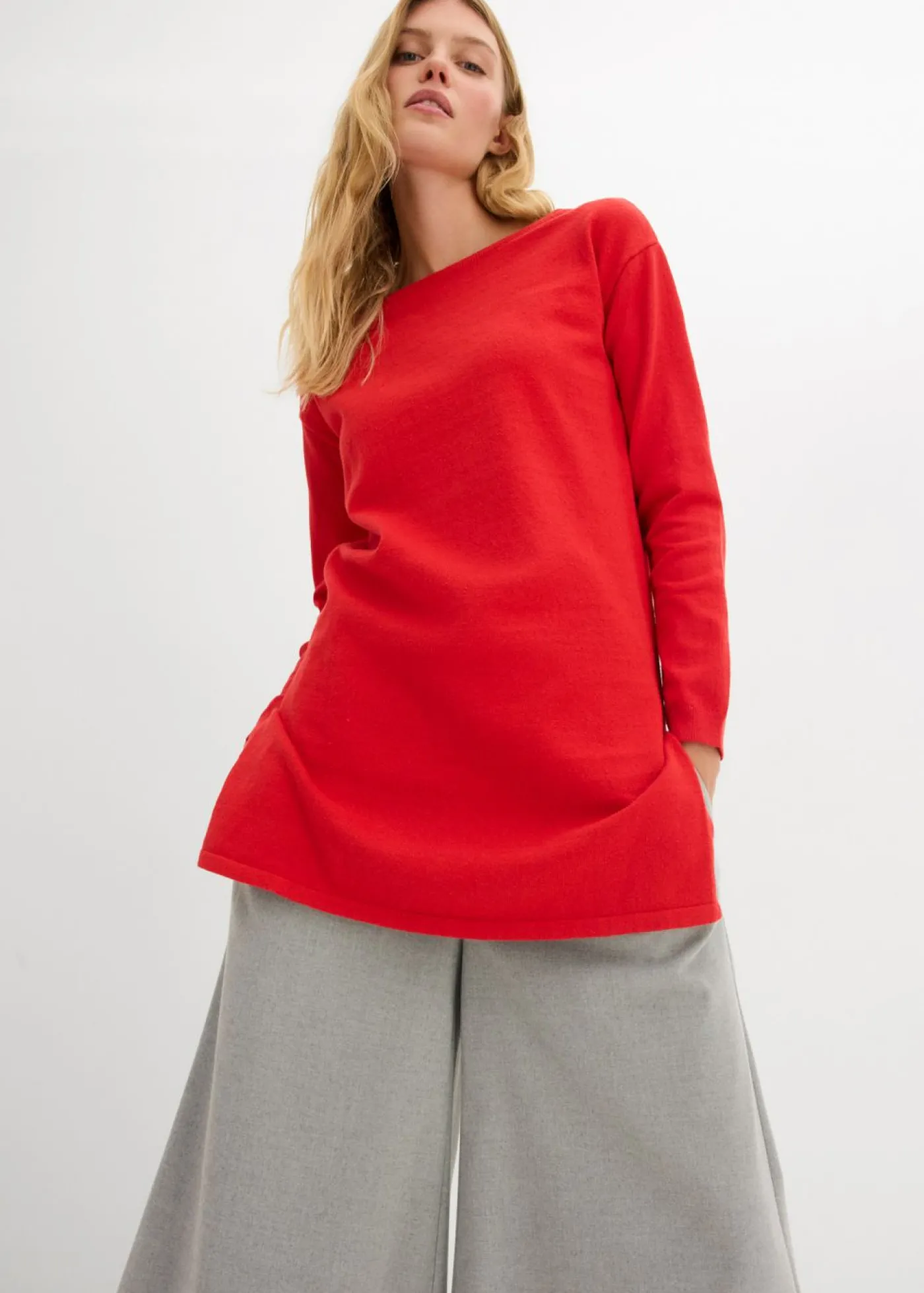 bonprix bonprix Jersey largo con algodón reciclado Rojo New