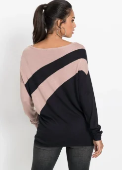 bonprix bonprix Jersey largo con aplicaciones Negro-rosa Discount