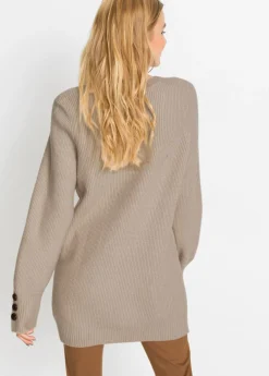 bonprix bonprix Jersey largo con botones Beige Sale