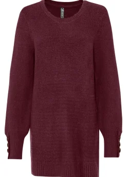 bonprix bonprix Jersey largo con botones Rojo azalea