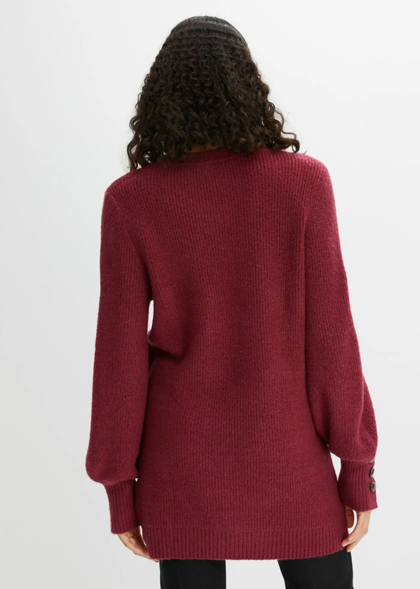 bonprix bonprix Jersey largo con botones Rojo azalea