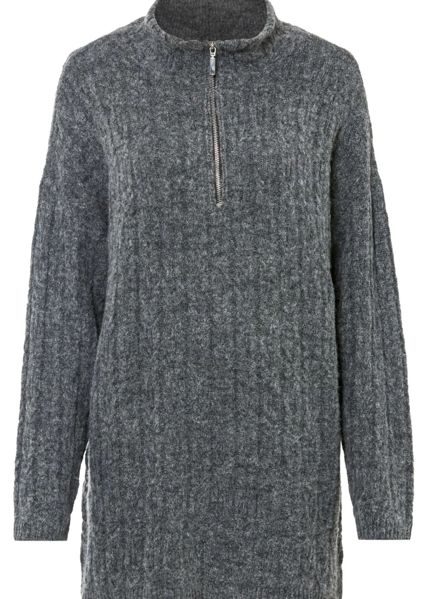 bonprix bonprix Jersey largo con patrón trenzado Antracita jaspeado Sale