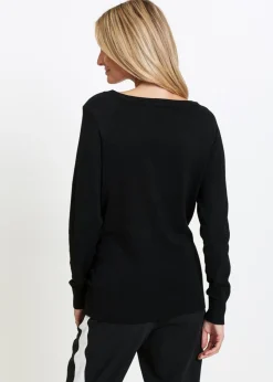 bonprix bonprix Jersey largo con piedras brillantes Negro-plateado Clearance