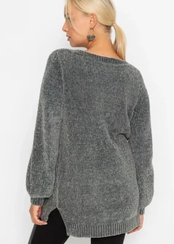 bonprix bonprix Jersey largo de chenilla Gris oscuro Discount