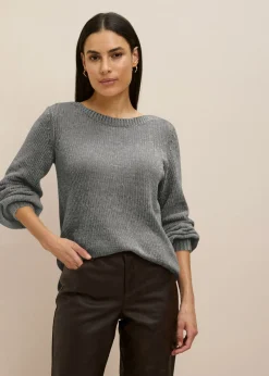 bonprix bonprix Jersey largo de chenilla Gris oscuro Discount