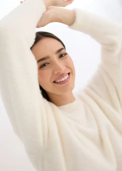bonprix bonprix Jersey largo de hilo suave Blanco lana Discount