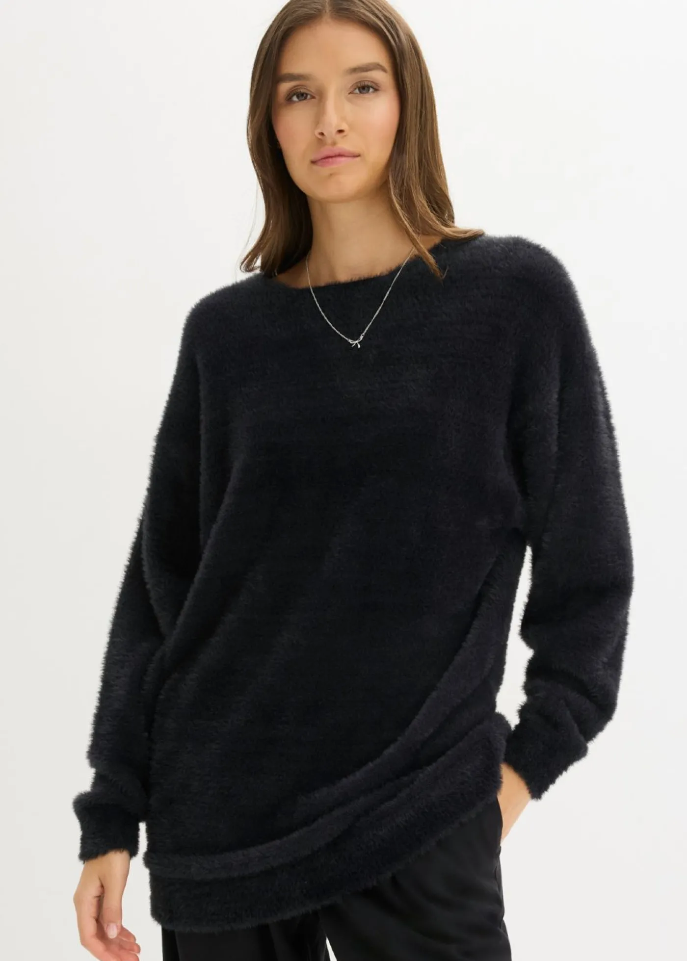 bonprix bonprix Jersey largo de hilo suave Negro Best