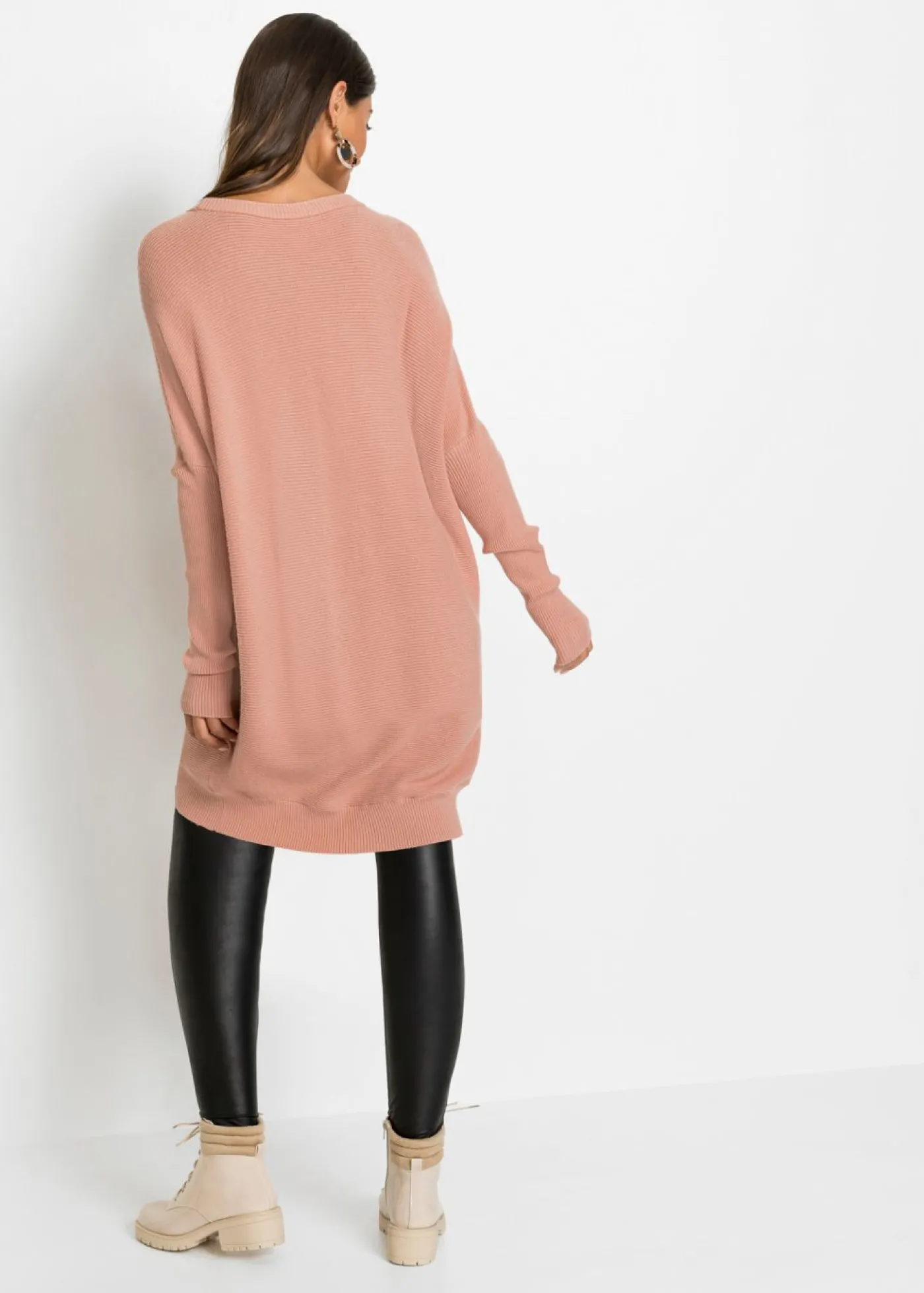 bonprix bonprix Jersey largo de mezcla de viscosa rosa viejo moteado Clearance
