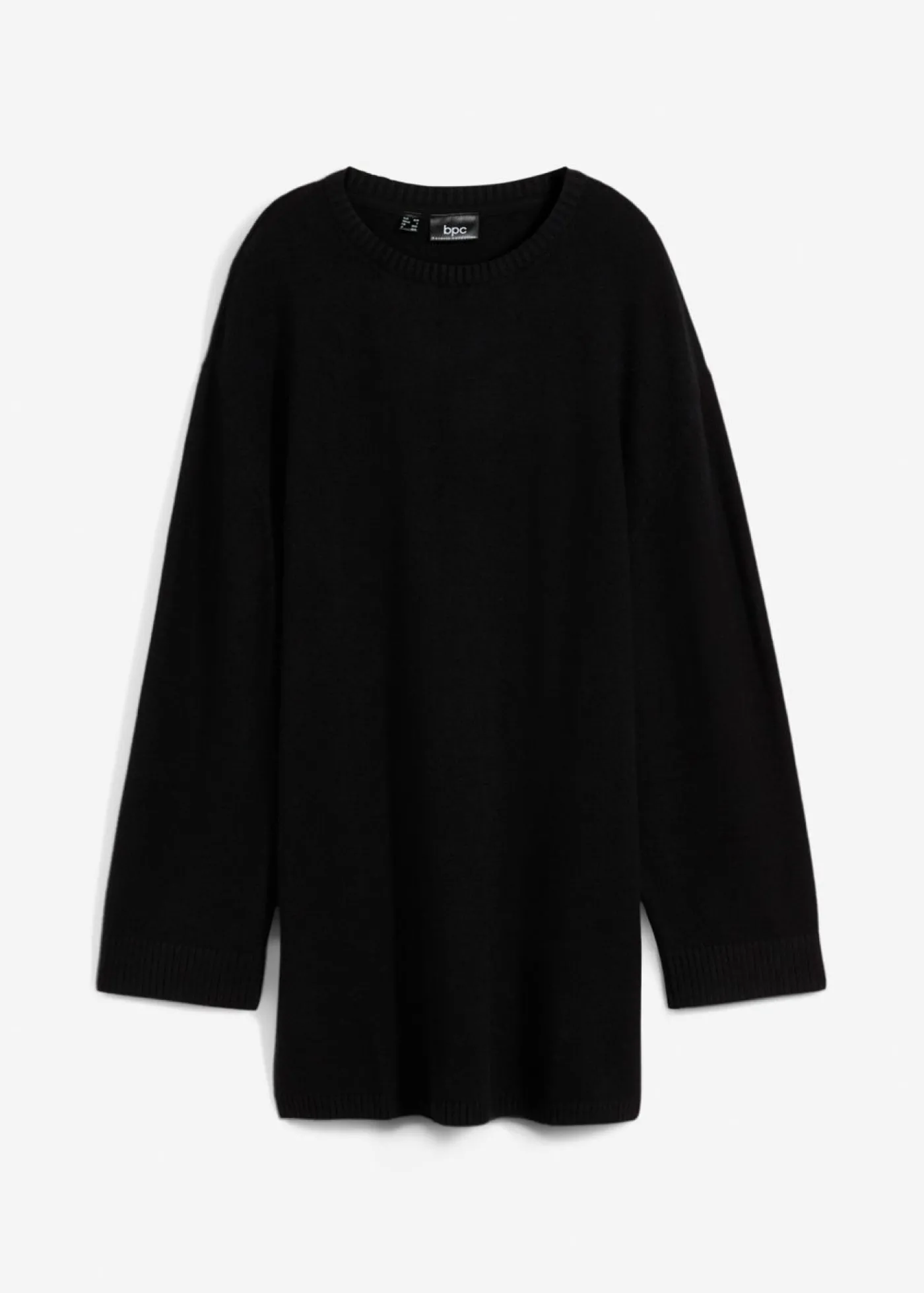 bonprix bonprix Jersey largo de punto fino con aberturas laterales en mezcla de viscosa Negro Online