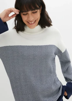 bonprix bonprix Jersey largo informal naranja oscuro/azul marino