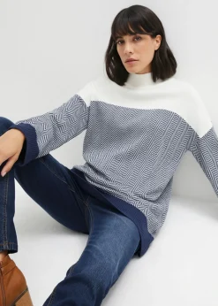bonprix bonprix Jersey largo informal naranja oscuro/azul marino