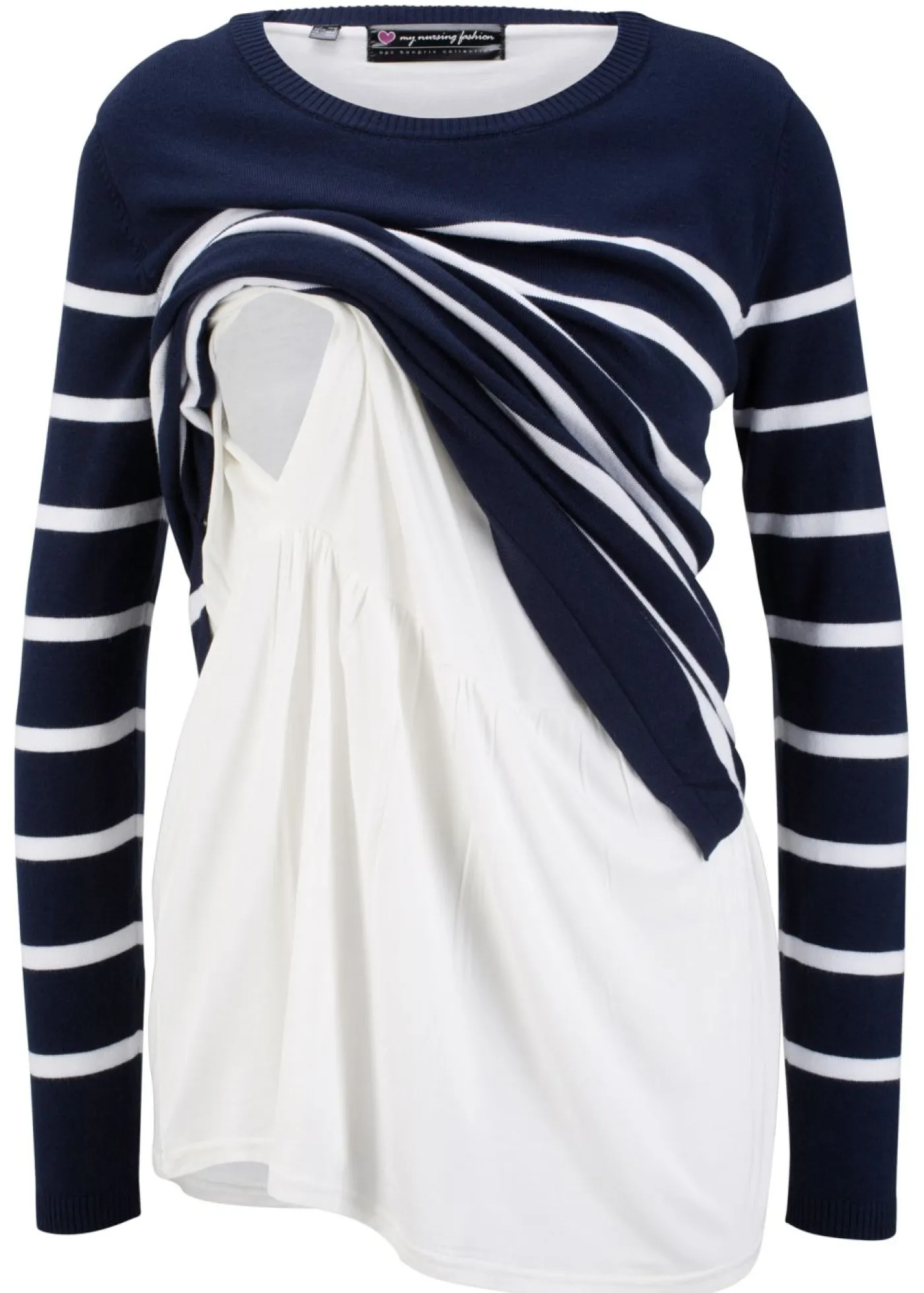 bonprix bonprix Jersey ligero 2 en 1 para embarazo/lactancia Azul oscuro-blanco de rayas Best
