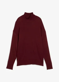 bonprix bonprix Jersey ligero de punto fino con cuello alto ancho, en mezcla de viscosa rojo avellana Sale