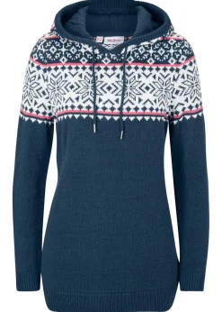 bonprix bonprix Jersey nórdico con capucha Azul marino Discount