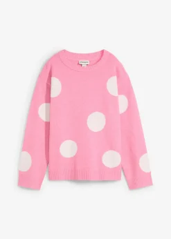 bonprix bonprix Jersey oversize rosa brillante con lunares blancos Outlet