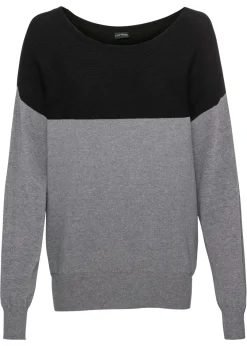 bonprix bonprix Jersey oversize Negro-gris jaspeado Discount