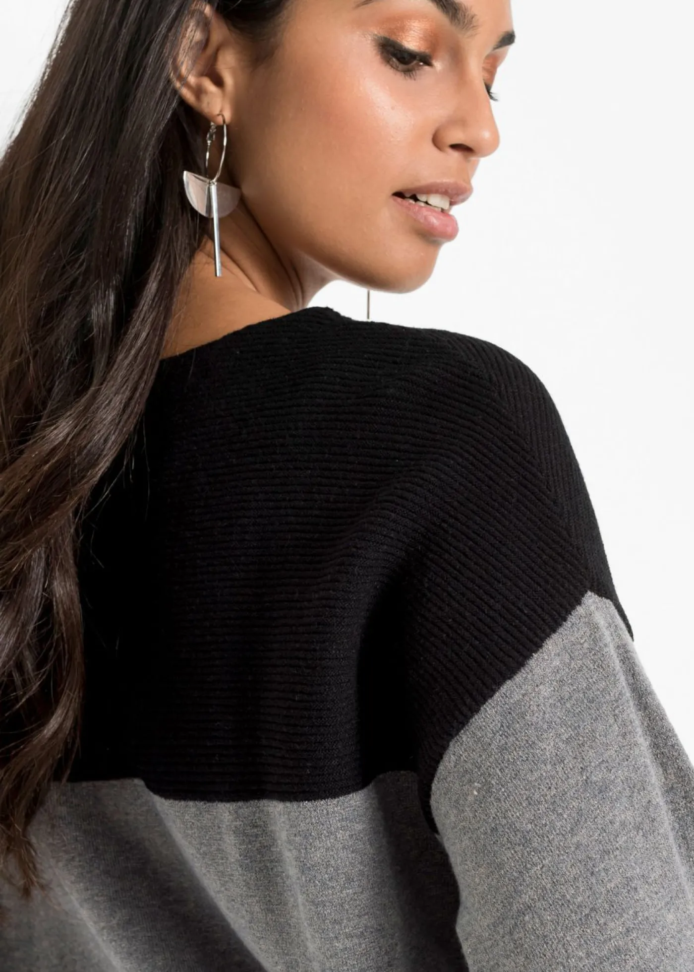 bonprix bonprix Jersey oversize Negro-gris jaspeado Discount